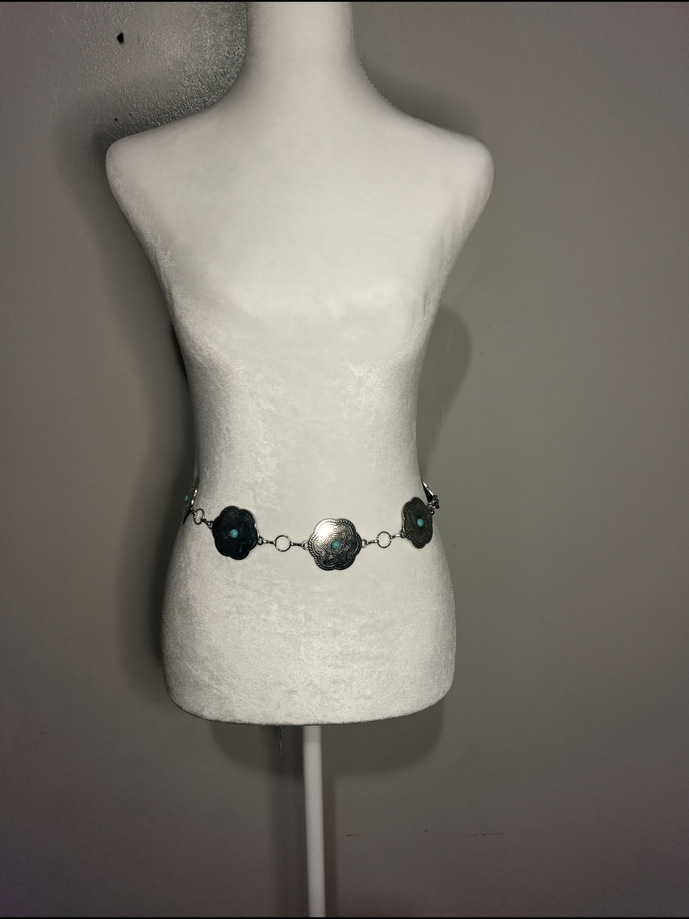 Antique Silver Floral Link Bracelet with Teal Accents